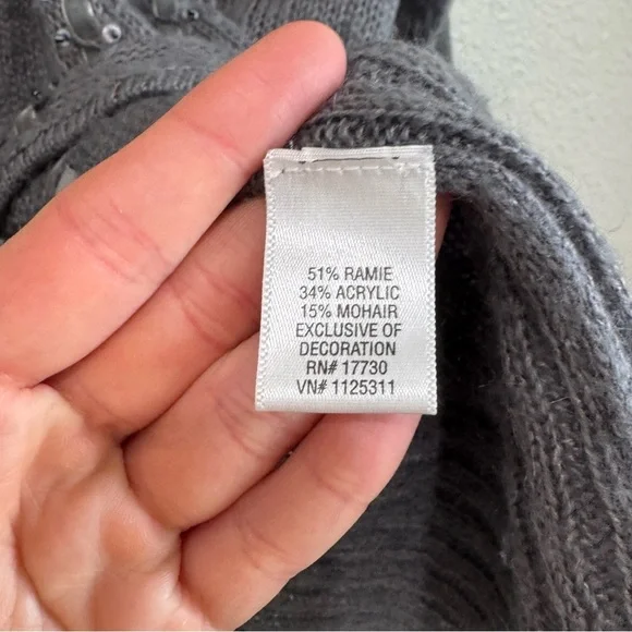 VTG Y2K Mossimo Womens XL Mohair Blend Front Tie Sequin Ribbon‎ Cardigan Preppy - Picture 8 of 11